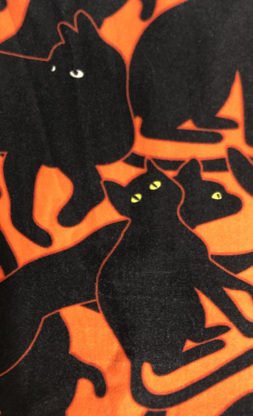 LuLaRoe Halloween Black Cats Spooky Leggings TC2 Plus Size Orange Black EUC